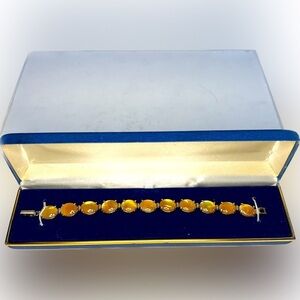 Orange moonstones sterling silver 925 bracelet